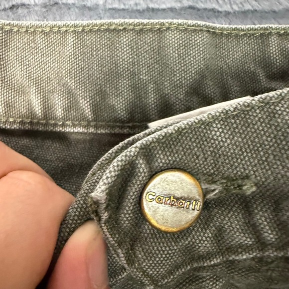 Carhartt Loose Fit Carpenter Pants Faded Olive Green Duck Canvas Mens 34x30 - Picture 2 of 10